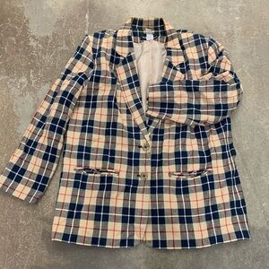 Sag Harbor Navy and Cream Plaid Blazer